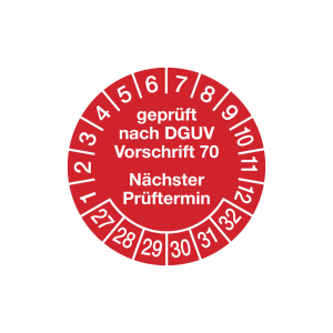Dreifke&reg; Aufkleber Pr&uuml;fplaketten, DGUV Vorschrift 70 N&auml;chster Pr&uuml;ftermin, rot...