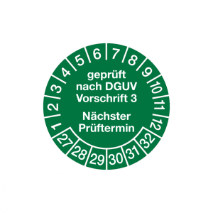 Dreifke&reg; Aufkleber Pr&uuml;fplakette, DGUV Vorschrift 3 N&auml;chster Pr&uuml;ftermin, rot/w...