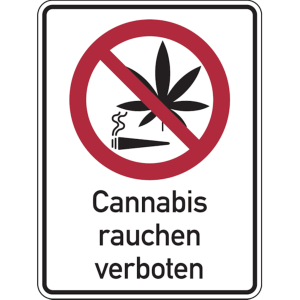 Dreifke&reg; Verbotsschild, Kombischild, Cannabis rauchen verbo - 150x200 mm Foli...