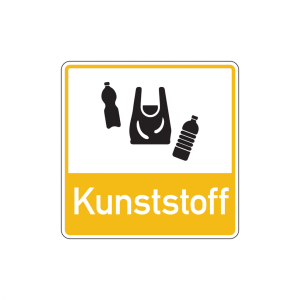 Dreifke&reg; Abfallkennzeichen, Kunststoff, gelb, 100 x 100 mm, Folie, Folie selb...