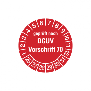 Dreifke&reg; Aufkleber Pr&uuml;fplakette, gepr&uuml;ft nach DGUV Vorschrift 70, rot/wei&szlig;, F...