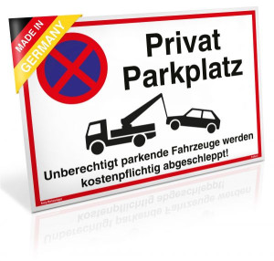 Dreifke&reg; Schild Privatparkplatz | Schild mit UV-Schutz 300x200mm weiß Alu