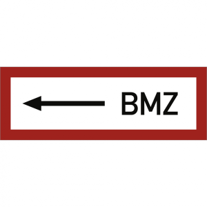 Dreifke&reg; Schild BMZ linksweisend, Alu, reflektierend RA1, 297x105 mm