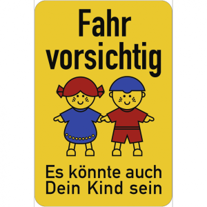 Dreifke&reg; Schulwegschild "Fahr vorsichtig ...", Alu, 500x750 mm