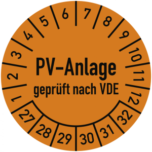 Dreifke&reg; Pr&uuml;fplakette PV-Anlage gepr&uuml;ft nach VDE, 2027-2032, Dokumentenf., &Oslash; ...