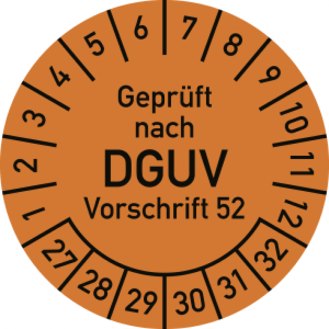 Dreifke&reg; Pr&uuml;fplakette Gepr. n. DGUV Vorsch. 52, 2027-2032,Polyesterfolie,&Oslash;40m...
