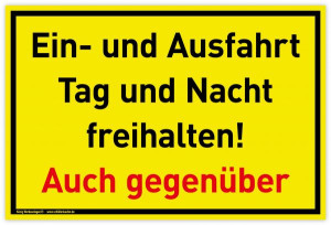 Schild Ein- und Ausfahrt | PVC 30 x 20 cm | Tag und Nacht freihalten Auch geg...