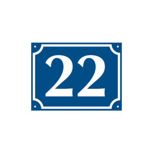 Dreifke&reg; Hausnummer, Aluminium gepr&auml;gt, zweistellig (Nr. 10-99), blau/wei&szlig;, 1...