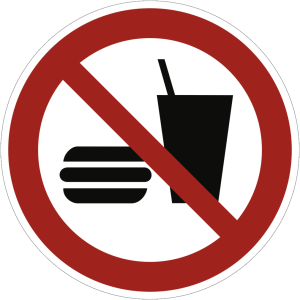Dreifke&reg; Essen und Trinken verboten ISO 7010, Folie, &Oslash; 50 mm, 10 St&uuml;ck/Bogen
