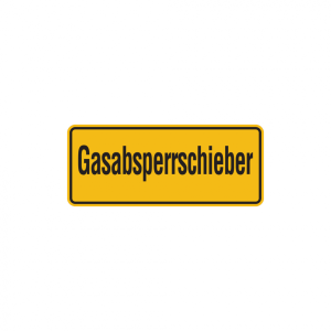 Dreifke&reg; Hinweisschild, Gasabsperrschieber, 100x240mm, Folie/Aluminium, Folie...