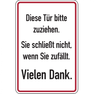 Dreifke&reg; Aufkleber | Hinweisschild, Diese T&uuml;r bitte zuziehen, 300 x 200 - 200...