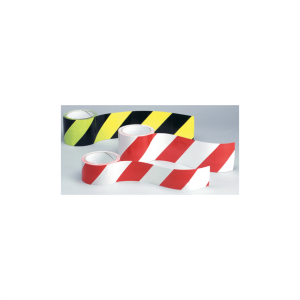 Warnmarkierungsband, schraffiert, rechtsweisend - Rolle = 66 m | 0x50 mm, 66 m
