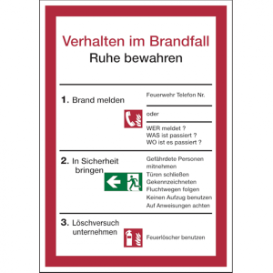 Dreifke&reg; Aufkleber Aushang, Verhalten im Brandfall | 210x297 mm, 1 Stk