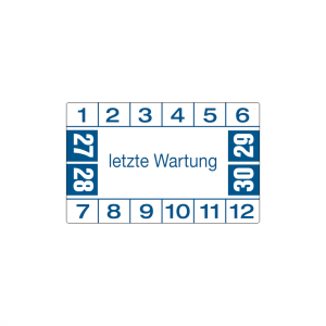 Dreifke&reg; Aufkleber Pr&uuml;fplakette, letzte Wartung, blau/wei&szlig;, Folie, 25x40 mm -...