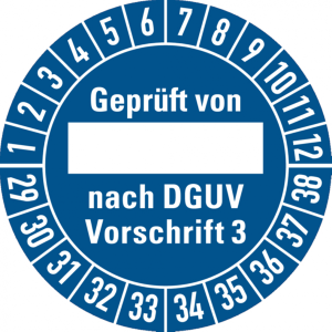 Dreifke&reg; Pr&uuml;fplakette Gepr&uuml;ft von, nach DGUV Vorschrif - 30 mm Dokumentenfoli...