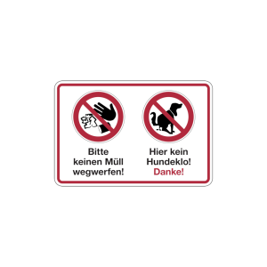 Dreifke&reg; Verbotsschild, Keinen M&uuml;ll wegwerfen, Kein Hundeklo, 200 x 300 mm, A...