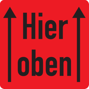 Dreifke&reg; Verpackungsetiketten, Hier oben - Rolle &agrave; 100/500 Stk. | Papier selb...