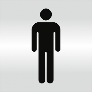 Dreifke&reg; Schild - Piktogramm WC Herren, Alu silber eloxiert, 148x148 mm