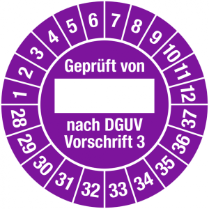 Dreifke&reg; Pr&uuml;fplakette Gepr&uuml;ft von ___ nach DGUV Vorschrift 3, 2028-2037, 2028...