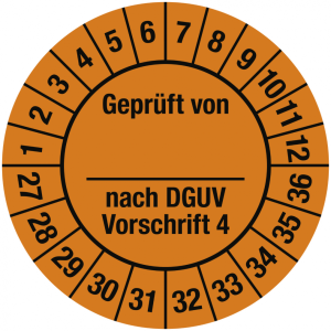 Dreifke&reg; Pr&uuml;fplakette Gepr&uuml;ft von ___ nach DGUV Vorschrift 4, 2027-2036, Doku...