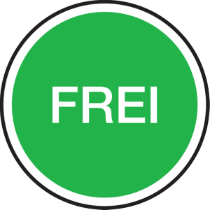 Dreifke&reg; Pr&uuml;fplakette, FREI, gr&uuml;n/wei&szlig;, Folie, &Oslash; 20 mm - 1 Bund = 100 Plakett...