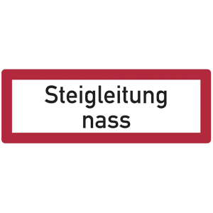 Dreifke&reg; Aufkleber Feuerwehrschild, Steigleitung nass - DIN 4066 | 297x105 mm...