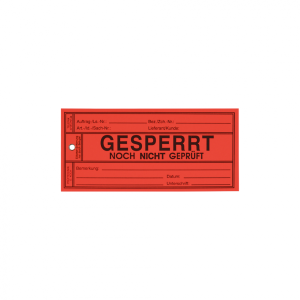 Papieranh&auml;nger: Gesperrt / noch nicht gepr&uuml;ft - Karton = 500 Stk. | 150x70 mm...
