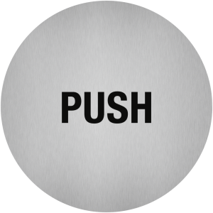 Dreifke&reg; Aufkleber - Piktogramm Push, Edelstahl, selbstklebend, &Oslash; 50 mm
