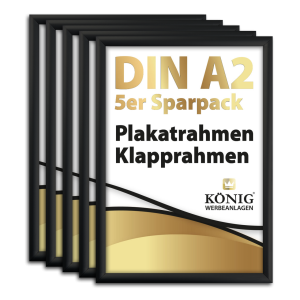5 Dreifke&reg; Plakatrahmen DIN A2 | 25mm Aluminium Profil, schwarz | Alu Klappra...