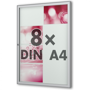 Flacher Wand-Schaukasten TESUS 30 E von 1x bis 12x DIN A4, 30mm Tiefe 8 × DIN A4 Hochformat