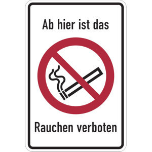 Dreifke&reg; Verbotsschild, Kombischild, Ab hier ist das Rauchen verboten | Alu g...