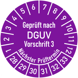 Dreifke&reg; Pr&uuml;fplakette Gepr&uuml;ft nach DGUV Vorschrift 3, N&auml;chster Pr&uuml;ftermin, 20...