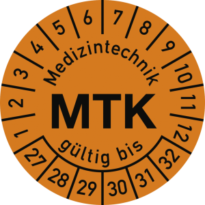Dreifke&reg; Pr&uuml;fplakette Medizintechnik MTK 2027-2032, Polyesterfolie, &Oslash; 30 mm, ...