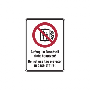 Dreifke&reg; Kombischild, Aufzug im Brandfall nicht benutzen, Deutsch/Englisch - ...