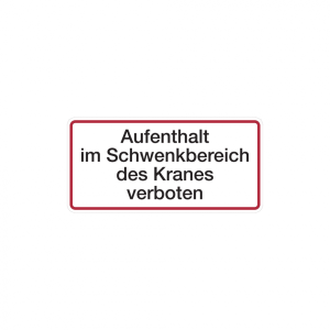 Dreifke&reg; Hinweisschild, Aufenthalt im Schwenkbereich, 170x350mm, Alu gepr&auml;gt,...