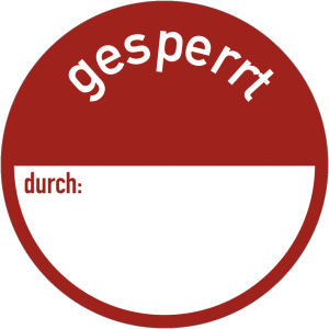 Dreifke&reg; Aufkleber gesperrt durch:, Papier, &Oslash; 50 mm, 500 St&uuml;ck /Rolle