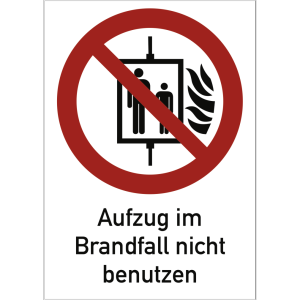 Dreifke&reg; Aufkleber Aufzug im Brandfall nicht benutzen ISO 7010, Kombischild, ...