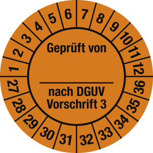 Dreifke&reg; Pr&uuml;fplakette Gepr&uuml;ft...DGUV Vorschrift 3, 2027-2036, Folie, &Oslash; 25 mm,...