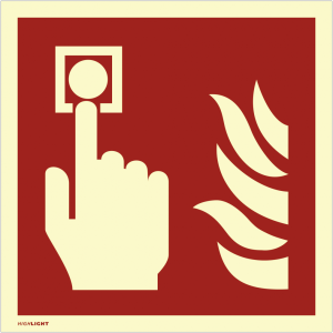 Dreifke&reg; Schild Brandmelder, Alu, langnachleuchtend, 160-mcd, 200x200 mm