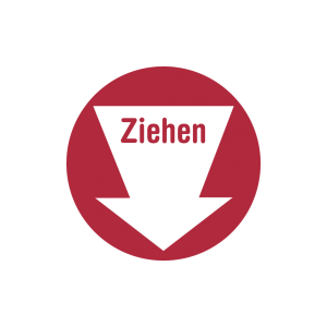 Dreifke&reg; Aufkleber T&uuml;rschild, Ziehen, rot, langnachleuchtend, &Oslash; 100 mm, Folie...