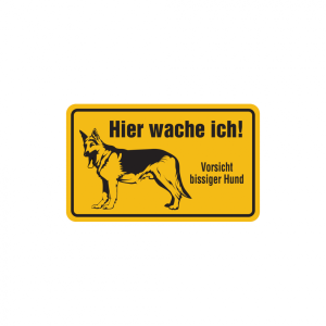 Dreifke&reg; Hinweisschild, Hier wache ich! Vorsicht bissiger Hund, Aluminium, 12...
