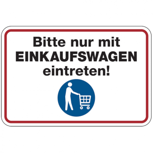 Dreifke&reg; Aufkleber Hygieneschild, Nur mit Einkaufswagen eintreten, Folie, 100...