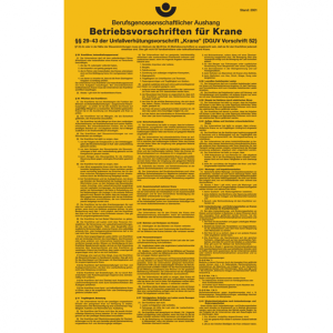 Dreifke&reg; Aushang, Betriebsvorschriften f&uuml;r Krane gem. DGUV Vorschrift 52 | PV...