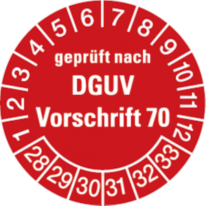 Dreifke&reg; Pr&uuml;fplakette gepr&uuml;ft nach DGUV Vorschrift 70 ab 28 rot/ - 30 mm Foli...