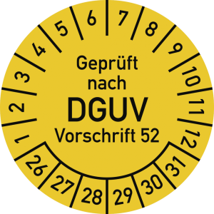 Dreifke&reg; Pr&uuml;fplakette Gepr. n. DGUV Vorsch. 52, 2026-2031,Polyesterfolie,&Oslash;40m...