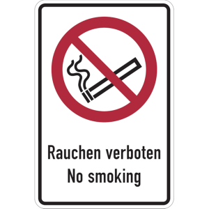 Dreifke&reg; Verbotsschild, Kombischild, Rauchen verboten No smoking | Alu gepr&auml;g...