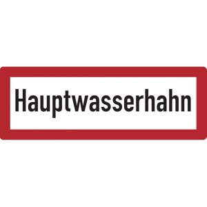 Dreifke&reg; Feuerwehrschild, Hauptwasserhahn - DIN 4066 | Alu gepr&auml;gt | 297x105 ...