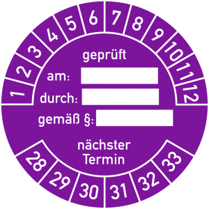 Dreifke&reg; Pr&uuml;fplakette gepr&uuml;ft am: durch: gem&auml;&szlig;: n&auml;chster Pr&uuml;ftermin, 2028 - 2...