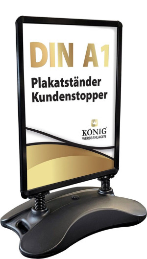 Wind- und Wetterfester A1 Kundenstopper schwarz Plakatständer Outdoor beidseitig Keitum Wind Line schwarz Gehwegaufsteller Werbetafel