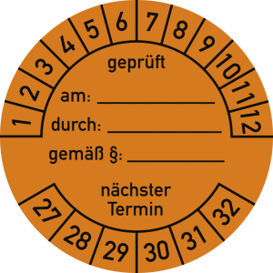 Dreifke&reg; Pr&uuml;fplakette gepr&uuml;ft am: durch:... 2027-2032, Dokumentenfolie,&Oslash; 40 m...